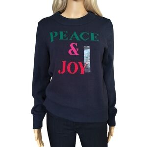 Style & Co. Navy Sweater with Peace & Joy Design